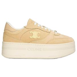 Céline Sapatilhas plataforma Block em camurça e pele de vitelo Beige Light Yellow Marrom