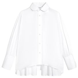 Céline Camicia Oversized in Popeline di Cotone Bianca Bianco