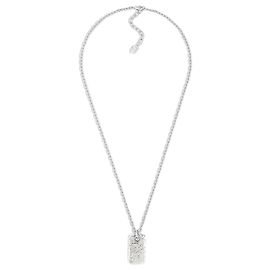 Dior Halskette mit schrägem Plattenanhänger aus Messing, Silber-Finish Silber