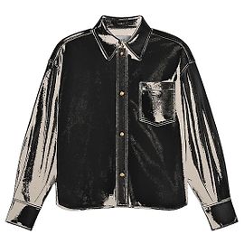 Céline Camicia in pelle di agnello morbida nera Nero
