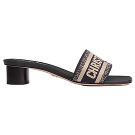 Ciabatte Dior Dway Hill Deep Blue in Cotone Ricamato Blu