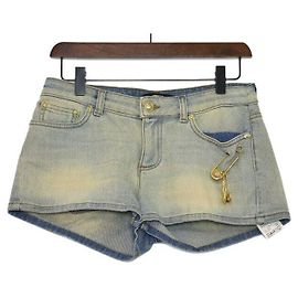 Versace Hot pants femininos de algodão com detalhe de clip Multicor