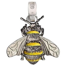 Dior Pendente Charm Bee Argento, Lacca Gialla e Nera Nero