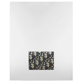 Dior Tarjetero Beige Black Oblique Jacquard Castaño