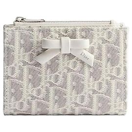 Dior Promenade Dalia Wallet Latte Grey Oblique Jacquard Brown