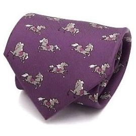 Hermès Pattern Silk Men's Tie Purple