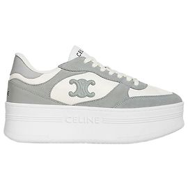 Céline Baskets compensées Block en daim de veau et cuir de veau Optic White/Gray Marron