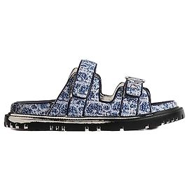 Dior Riviera My Slide Blue Sponge-Effect Oblique Denim Blue