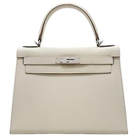 Hermès Kelly Epsom Clé 28 Weiß