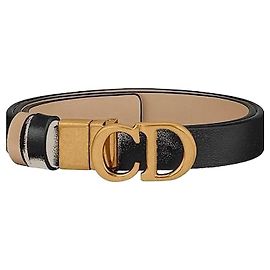 Dior Cinto Saddle reversível Black Powder Beige em pele de vitelo lisa Marrom