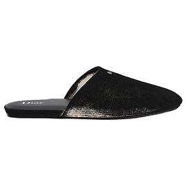 Dior Mule Indio in pelle di vitello scamosciata nera Nero