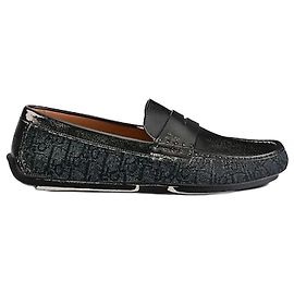 Dior Mocassino Lodi in pelle di vitello liscia nera e jacquard Oblique nero Nero