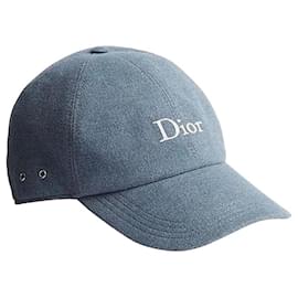 Dior Boné de flanela de algodão stonewashed azul Azul