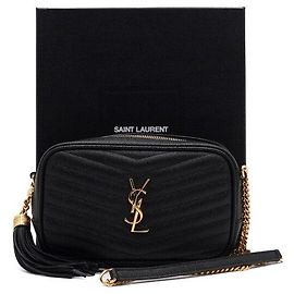 Saint Laurent Bolsa de ombro e crossbody Camera em matelassé acolchoado com corrente dourada Preto