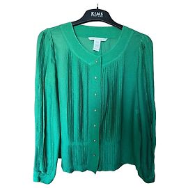 Blusa plissada de seda verde Diane von Furstenberg Verde