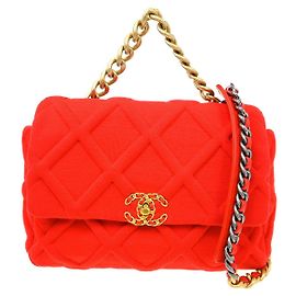 Chanel 19 Flap Quilted Jersey Medium Rosso