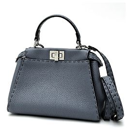 Borsa a spalla piccola Fendi Peekaboo Marrone Blu