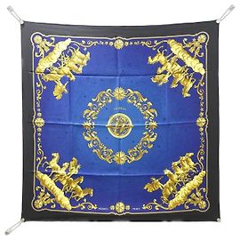 Hermès Sciarpa Quadrata Hermes COSMOS Nero Blu D'oro