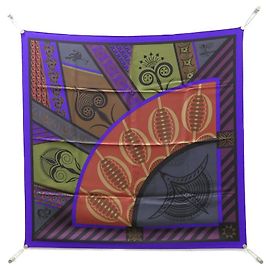 Hermès Hermes GEOMETRIE CRETOISE Seidentuch Rot Bordeaux Lila