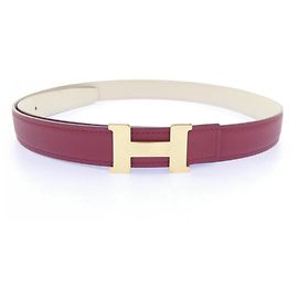 Hermès Hermes Mini Constance 24mm Wendelgürtel Weiß Rot