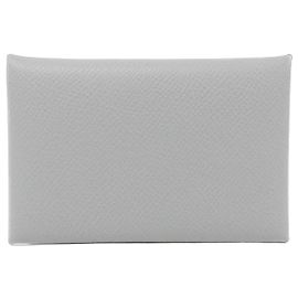 Hermès Hermes Calvi Blue Epsom Leather Card Case Blue