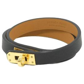 Hermès Hermes Mini Kelly Double Tour Bracelet Black Golden