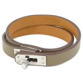 Hermès Pulsera de amuletos Hermes Mini Kelly Double Tour Gris pardo