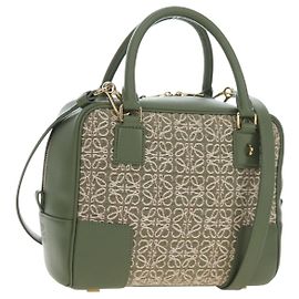 Bolsa de mão LOEWE Amazona 19 Canvas 2way Beige Gold Auth 196053SAM Bege Dourado