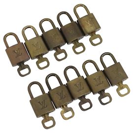 LOUIS VUITTON 10er Set Vorhängeschlösser Vorhängeschloss Metall Gold LV Auth 192562 Golden