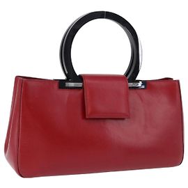 Bolsa Salvatore Ferragamo Gancini em couro vermelho e prata Auth 196770A Prata Vermelho