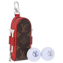 LOUIS VUITTON Monogram Set Golf Andrews Golf Ball Case Red GI0297 Auth bs36446 Red Monogram