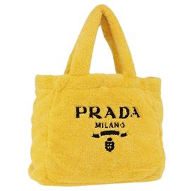 Bolso Tote PRADA Pile Yellow Silver Auth ka5626V Plata Amarillo