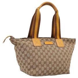 Borsa Tote GUCCI GG Canvas Sherry Line Beige 131230 Auth 197106 Beige