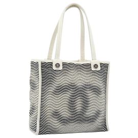 CHANEL Tote Bag Canvas Black White Silver CC Auth bs36766 Black Silvery White
