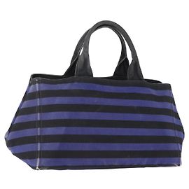 Borsa Tote PRADA Canapa GM Canvas Blu Oro Auth 195738 Blu D'oro