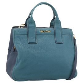 Sac à main Miu Miu en cuir 2way Vert Or Auth 196021A Doré Vert