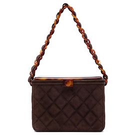 Bolsa Vanity Box Chanel CC em camurça acolchoada castanha Marrom