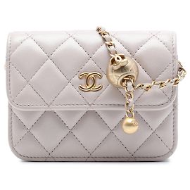 Clutch Chanel Mini Quilted Lambskin Pearl Crush Marrone con Catena e Tracolla Marrone