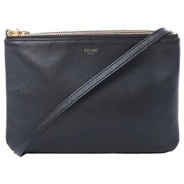 Céline Borsa a tracolla in pelle Trio Small Celine in Nero Nero