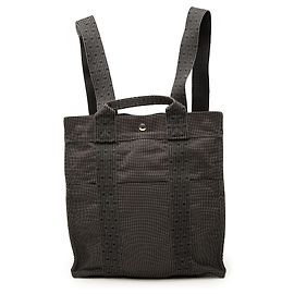 Hermès Herline Rucksack MM aus Canvas Grau Grau