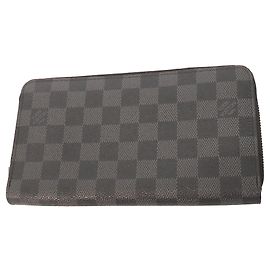 Black Louis Vuitton Damier Graphite Zippy Organizer Wallet Long Wallets Black