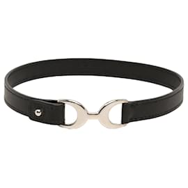 Black Hermès Swift Palladium Plated Pavane Double Tour Bracelet Black