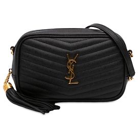 Borsa Mini Lou Camera Bag Monogram in pelle Grain de Poudre nera Saint Laurent Nero