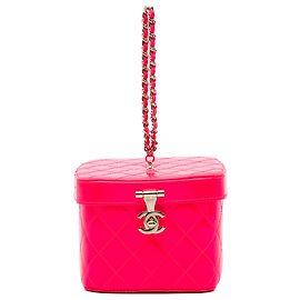 Pink Chanel Mini CC gesteppte Lackleder Vanity Bag Pink