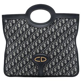Blue Dior Oblique Canvas Fold Over Clutch Blue