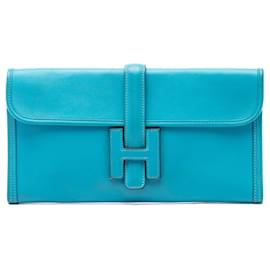 Borsa a pochette Hermès Jige Elan 29 in pelle Swift blu Blu
