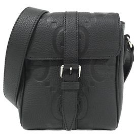 Bolsa de Ombro em Couro Gucci GG Preto