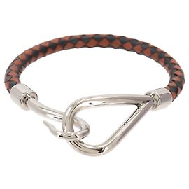Hermès Pulseira Hermes Jumbo H Charm Marrom Preto Prata