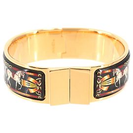 Hermès Hermes HERMES Loquet Email GM Bangle Bracelet Black Golden