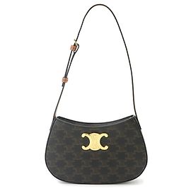 Céline Celine Triomphe Shoulder Handbag Brown Black